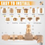 Ailbiuko 156PCS Brass Pipe Fittings Assortment Kit 1/8" 1/4" 3/8" 1/2" 3/4" NPT Adapter,Reducer Bushing, Hex Nipple, Reducing Hex Coupling,Hex Head Plugs,Street Elbow,Street Tee,Socket Plug