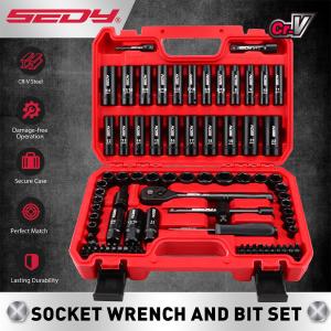 96PC 3/8" Drive Impact Socket Wrench and Bit Set Standard & Deep SAE & Metric