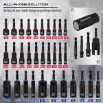 80PC Magnetic Impact Nut Driver Set Metric & SAE with Adapter 1/4'' Quick Change