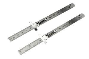 2pc 6" Stainless Steel Pocket Measuring Ruler with Clip Metric & SAE 1/2" Wide