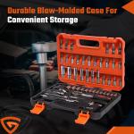 53 Pc SAE and Metric Mechanics Tool Set and Ratchet Socket Set 1/4in 3/8in Drive