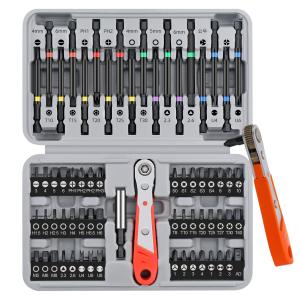 Hi-Spec 68pc Long Extended Screw Driver Bits and Mini Ratchet Wrench Handle Set.