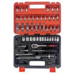 53 Pc SAE and Metric Mechanics Tool Set and Ratchet Socket Set 1/4in 3/8in Drive