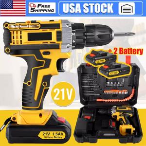 Cordless Brushless Impact Driver Hammer Drill Combo Kit with 2 Battery & Charger