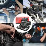 53Pcs Repair Tool Kit 1/4 inch Drive Socket Ratchet Wrench Set with Storage Case