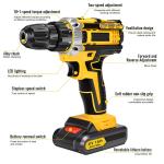 Cordless Brushless Impact Driver Hammer Drill Combo Kit with 2 Battery & Charger