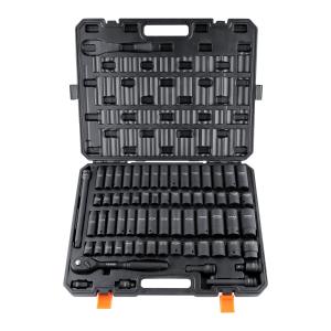 VEVOR Impact Sockets Set 65pcs 6-Point 1/2in Drive Bit Ratchet Tool Kit Case