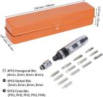 14Pc 1/2" Heavy Duty Impact Screwdriver Driver Set SAE Reversible w/ Metal Case.