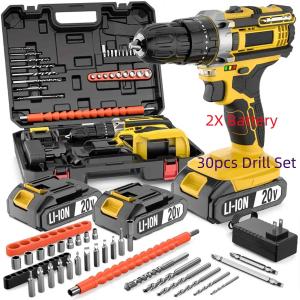 18/30/136pcs 20V Electric Cordless Drill Tool Box Set Screwdriver Bits