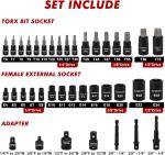 71 PCS Master Hex & Torx Bit Socket Set, 1/4" & 3/8" & 1/2" Drive Metric/SAE