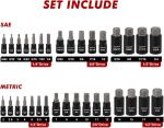 71 PCS Master Hex & Torx Bit Socket Set, 1/4" & 3/8" & 1/2" Drive Metric/SAE