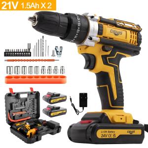 Cordless Brushless Impact Driver Hammer Drill Combo Kit with 2 Battery & Charger