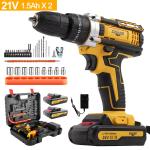 Cordless Brushless Impact Driver Hammer Drill Combo Kit with 2 Battery & Charger