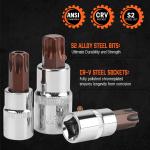 34PC Master Torx Bit Socket Set S2 Steel 1/2" 3/8" 1/4"  Drive Star Heat-treated