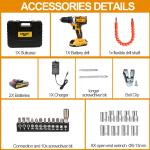 Cordless Brushless Impact Driver Hammer Drill Combo Kit with 2 Battery & Charger