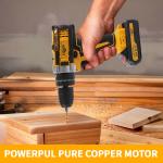 Cordless Brushless Impact Driver Hammer Drill Combo Kit with 2 Battery & Charger