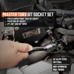 34PC Master Torx Bit Socket Set S2 Steel 1/2" 3/8" 1/4"  Drive Star Heat-treated