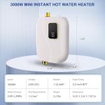 Tankless Water Heater Electric 110V, 3000W Instant Water Heater Under Sink, On Demand Hot Water Heater Electric with Digital Display, Electric Mini Water Heater for Kitchen Bathroom Washin