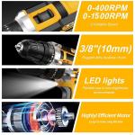 Cordless Brushless Impact Driver Hammer Drill Combo Kit with 2 Battery & Charger