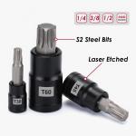 25PACK Torx Bit Socket and External Socket Set 13 T8-T60 & Female E-Torx Sockets