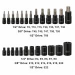 25PACK Torx Bit Socket and External Socket Set 13 T8-T60 & Female E-Torx Sockets