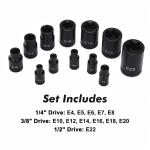 25PACK Torx Bit Socket and External Socket Set 13 T8-T60 & Female E-Torx Sockets