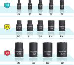 DURATECH 14PC Female E-Torx Torque Socket Star Impact Socket E4-E24 1/4"-1/2" Dr