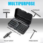 24-in-1 Ratchet Screwdriver Set T-Handle Magnetic Bits Repair Tool Kit S2 Steel
