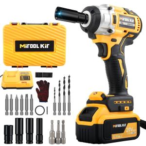 HIGH TORQUE 1/2" IMPACT WRENCH BRUSHLESS CORDLESS BATTERY IMPACT GUN KIT -Yellow