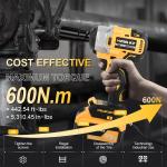HIGH TORQUE 1/2" IMPACT WRENCH BRUSHLESS CORDLESS BATTERY IMPACT GUN KIT -Yellow