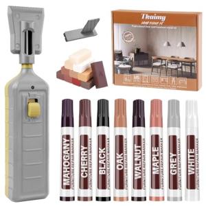 Laminate Floor Repair Kit with Heat Pen, 11 Color Wood Vinyl Floor Furniture Repair Kit Linoleum Repair Hard Wax Touch Up Marker Cover Scratches, Stains, Cracks, Holes for Door, Cabinet, Table.