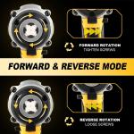 HIGH TORQUE 1/2" IMPACT WRENCH BRUSHLESS CORDLESS BATTERY IMPACT GUN KIT -Yellow