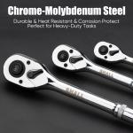 SHALL 90Tooth 3-pc Drive Ratchet Wrench,Quick-Release&Reversible,1/4''3/8''1/2''