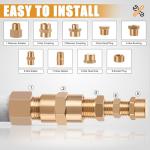 Ailbiuko 106PCS Brass Pipe Fittings Assortment Kit NPT Extension Adapter,Reducer Bushing,Hex Nipple,Close Nipple,Reducing Hex Coupling,Hex Head Plugs,Hex head Cap,Socket Plug Kit