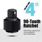 SHALL 90Tooth 3-pc Drive Ratchet Wrench,Quick-Release&Reversible,1/4''3/8''1/2''