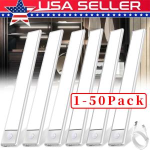 LED Motion Sensor Under Cabinet Closet Light USB Rechargeable Kitchen Lamp Strip
