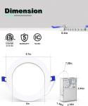 6 Inch 5CCT LED Recessed Ceiling Dimmable Light with Junction Box 2700K-5000K