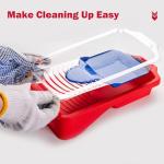 Mister Rui Mini Paint Roller Kit-13 Piece, 4-Inch Microfiber Paint Rollers with Ergonomic Handle, Small Roller Paint Brush, Paint Tray with 3 Liners, Perfect for House Painting, Trim, and Touch-Ups