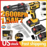 Cordless Brushless Impact Driver Hammer Drill Combo Kit w/ 2 Battery & Charger
