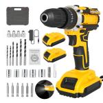 Cordless Brushless Impact Driver Hammer Drill Combo Kit w/ 2 Battery & Charger