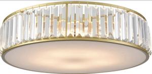 20” 5-Light Gold Flush Mount Metal Ceiling Light Crystal Glass Lighting Dimmable