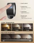 LED Wall Mounted Lights, Rechargeable Wall Sconces Lamp, 3 Color Temps & Remote
