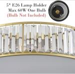 20” 5-Light Gold Flush Mount Metal Ceiling Light Crystal Glass Lighting Dimmable