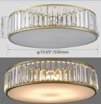 20” 5-Light Gold Flush Mount Metal Ceiling Light Crystal Glass Lighting Dimmable
