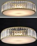20” 5-Light Gold Flush Mount Metal Ceiling Light Crystal Glass Lighting Dimmable
