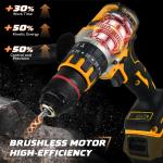 1/2" Brushless Cordless Hammer Drill/Driver For DEWALT 20V MAX Battery 2-Speed
