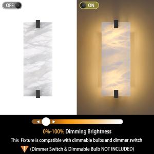 13.7" Natural Square Alabaster Marble Modern Concise 2 Pack 2 Light Wall Sconce
