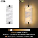 13.7" Natural Square Alabaster Marble Modern Concise 2 Pack 2 Light Wall Sconce
