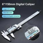 6" 150mm Stainless Steel Electronic Digital Vernier Caliper Micrometer Gauge LCD
