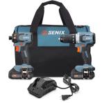 Senix 20V Brushless 1/2 " Drill/Driver &1/4"Impact Driver Combo Kit, 2 Batteries